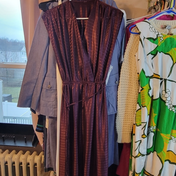 Purple disco style light linen dress - Picture 2 of 6